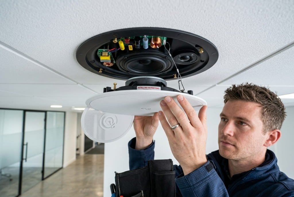 Монтаж потолочной акустической системы Монтаж потолочной акустической системы