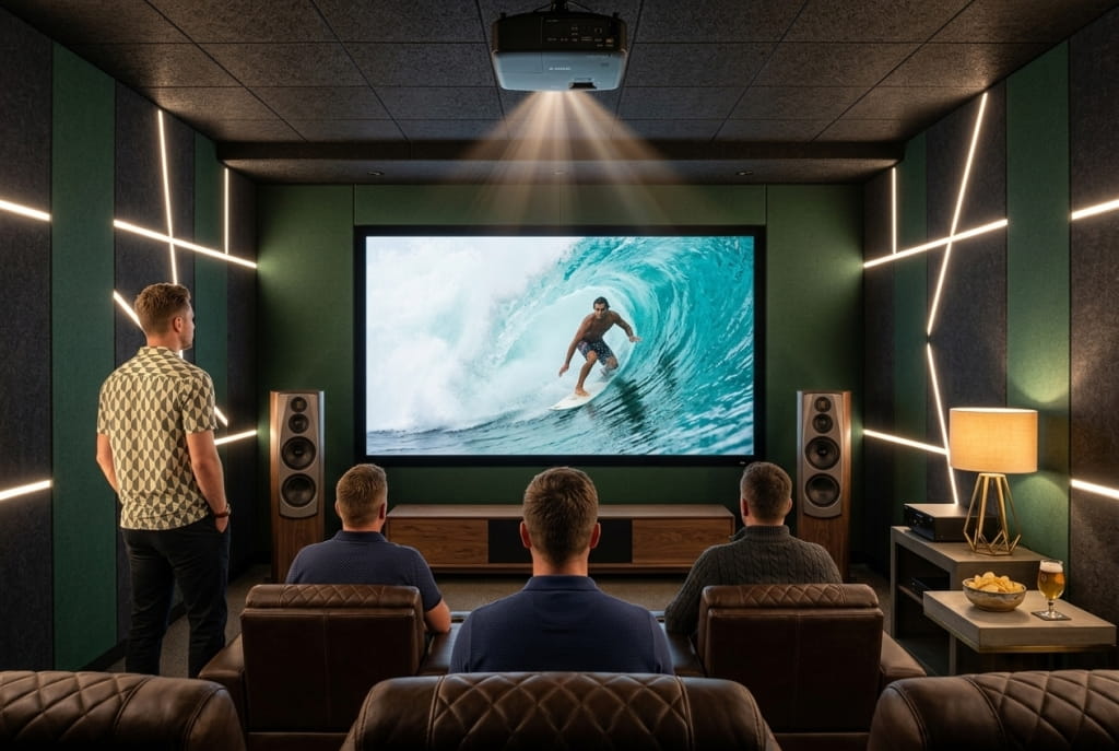 Проектор с экраном для домашнего кинотеатра